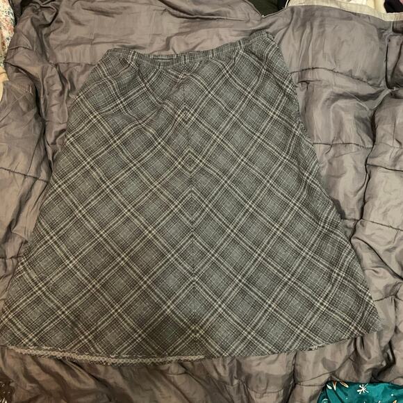 Vintage 1970s Pendleton Virgin Wool Midi Skirt Gray Diamond Plaid Sz 16 - Picture 5 of 12
